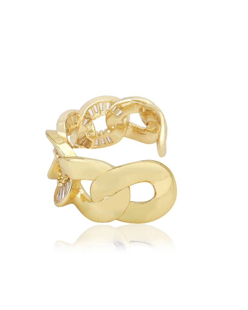Carlton London Premium Gold-Plated Cz-Studded Adjustable Finger Ring : FJR4189