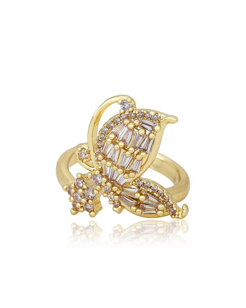 Carlton London, Premium Gold-Plated Cz Studded Finger Ring : FJR4191