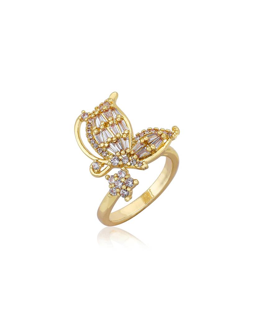 Carlton London, Premium Gold-Plated Cz Studded Finger Ring : FJR4191