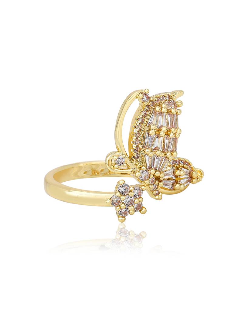 Carlton London, Premium Gold-Plated Cz Studded Finger Ring : FJR4191