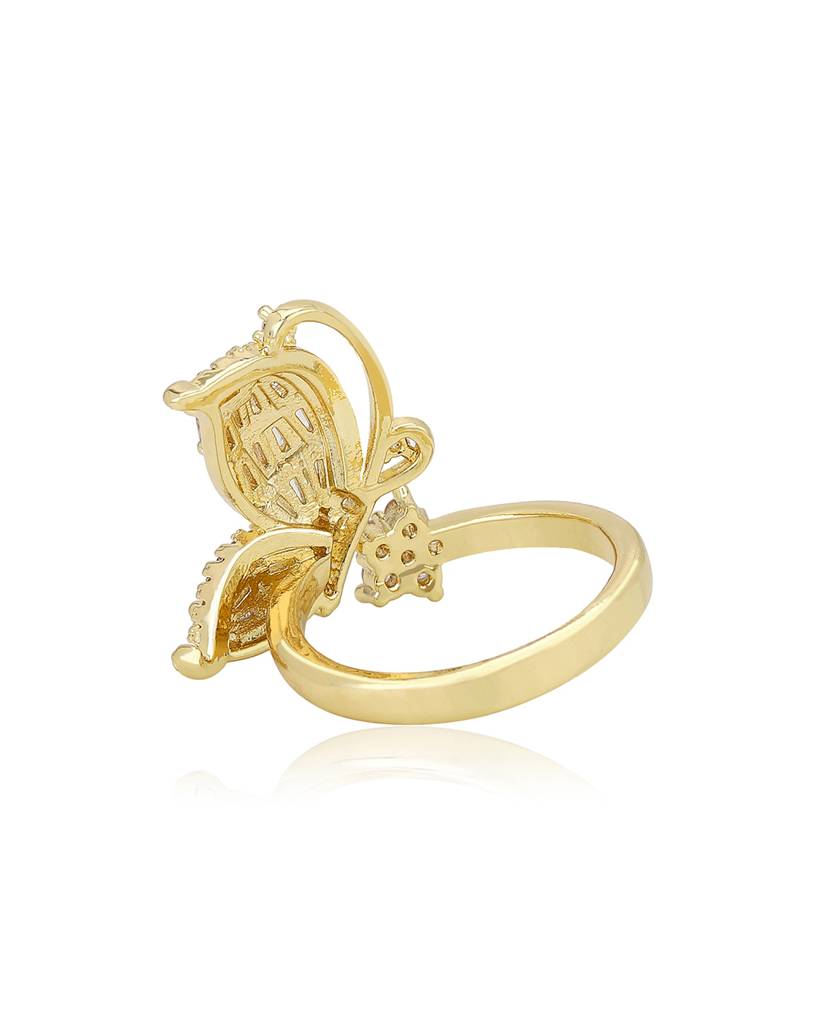 Carlton London, Premium Gold-Plated Cz Studded Finger Ring : FJR4191