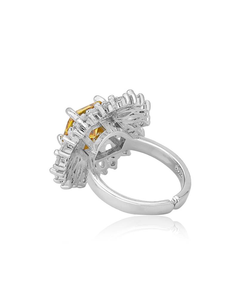 Carlton London Premium Rhodium-Plated & Cz-Studded Finger Ring : FJR4198