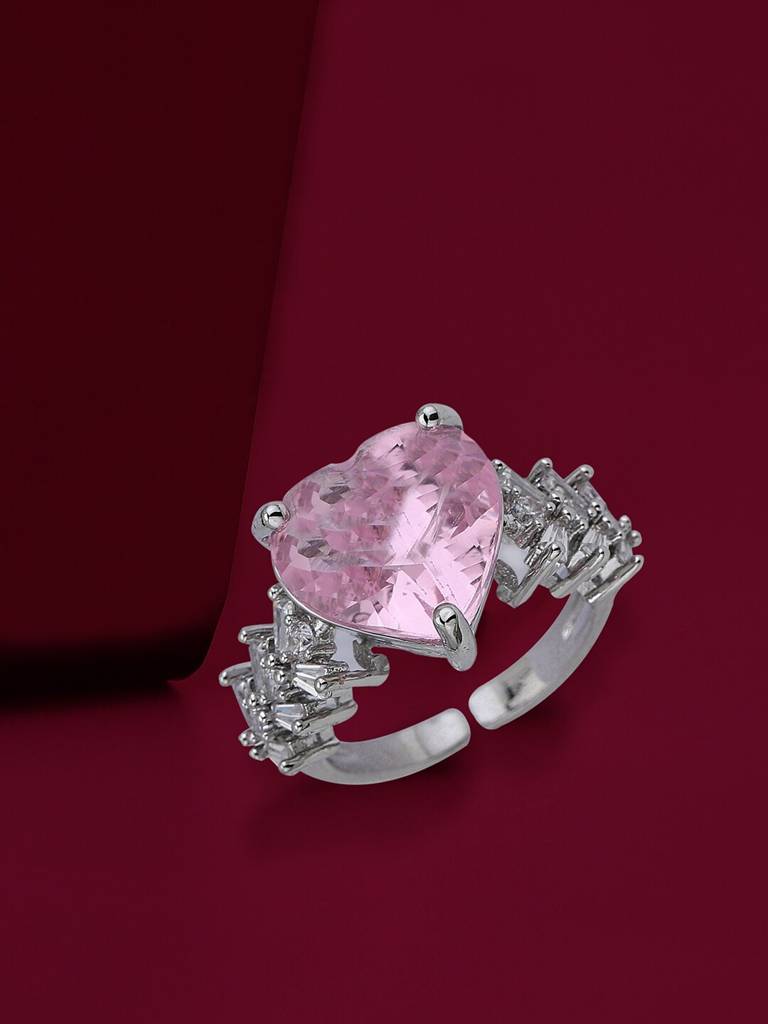 Premium Rhodium-Plated Cz-Studded Adjustable Finger Ring : FJR4203