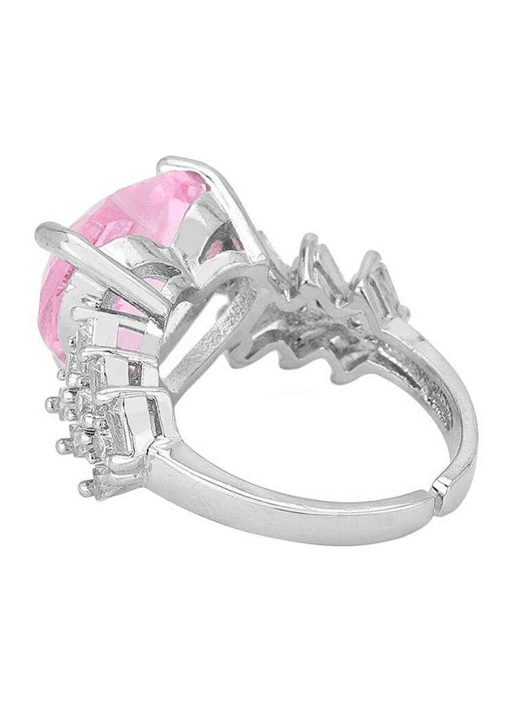 Premium Rhodium-Plated Cz-Studded Adjustable Finger Ring : FJR4203