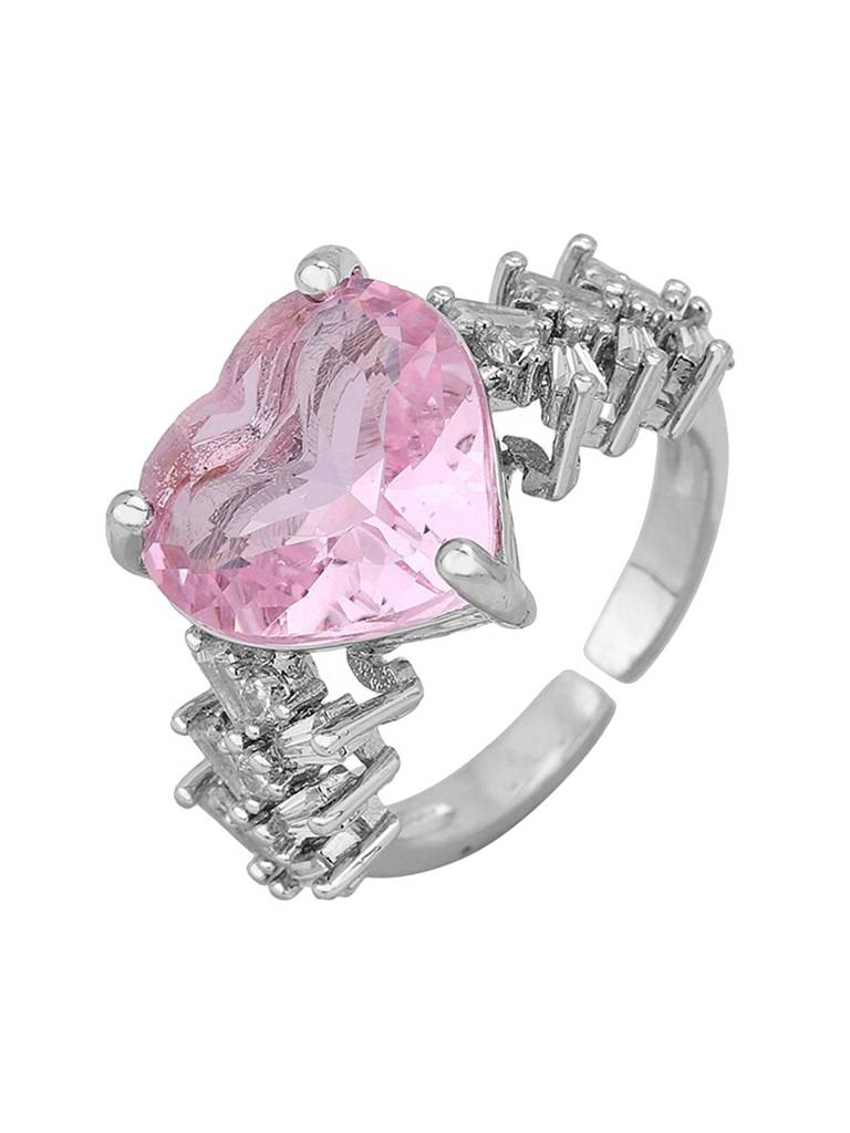 Premium Rhodium-Plated Cz-Studded Adjustable Finger Ring : FJR4203