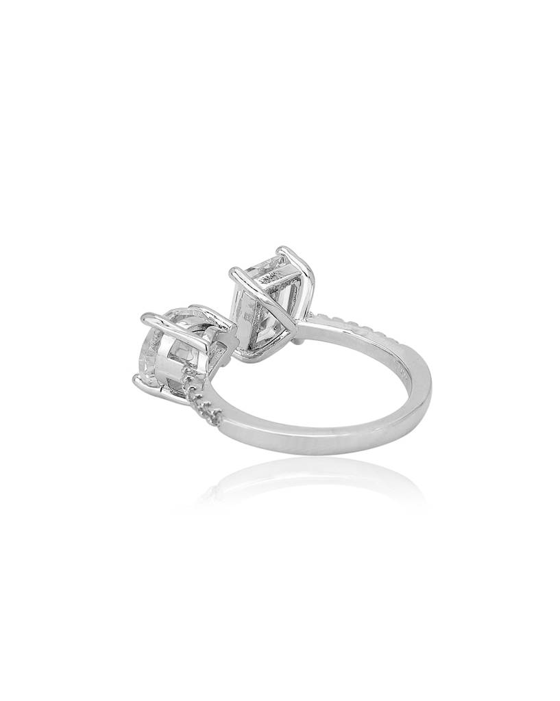 Premium Rhodium-Plated Cz Studded Adjustable Finger Ring : FJR4204
