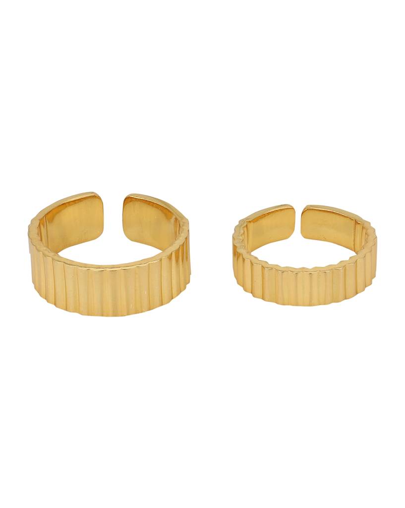 Carlton London Set Of 2 Gold-Plated Adjustable Couple Finger Rings : FJRS4268