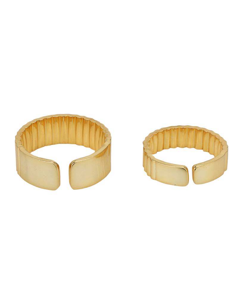 Carlton London Set Of 2 Gold-Plated Adjustable Couple Finger Rings : FJRS4268