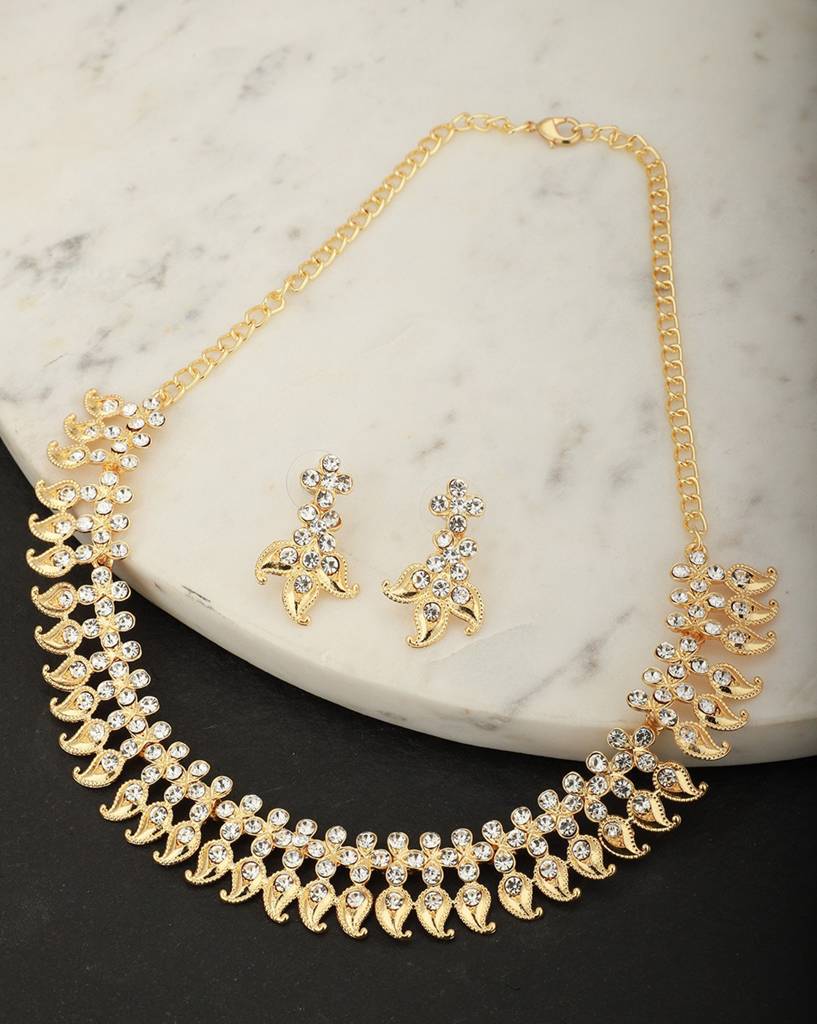 Carlton London Gold-Plated Cz-Studded Handcrafted Jewellery Set : FJS2749