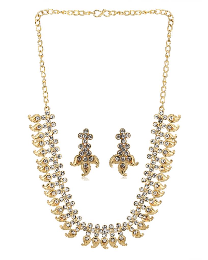 Carlton London Gold-Plated Cz-Studded Handcrafted Jewellery Set : FJS2749