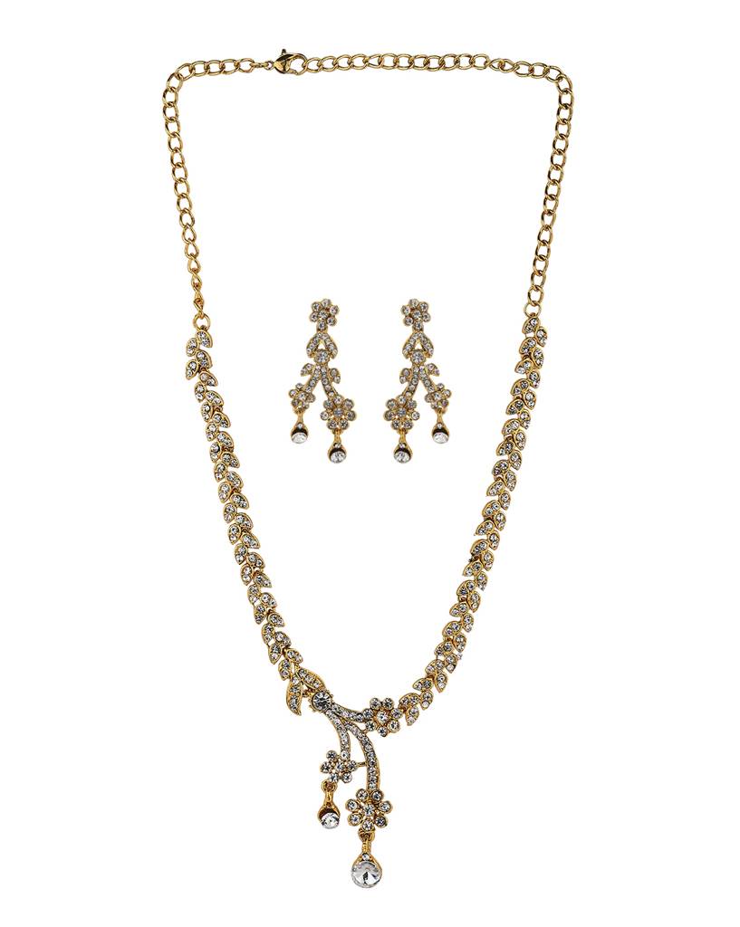 Gold Plated American Diamond Jewellery Set : FJS2995