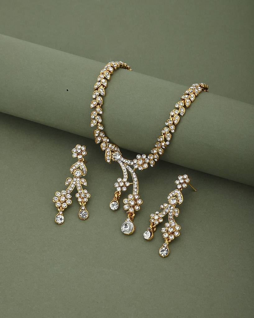 Gold Plated American Diamond Jewellery Set : FJS2995
