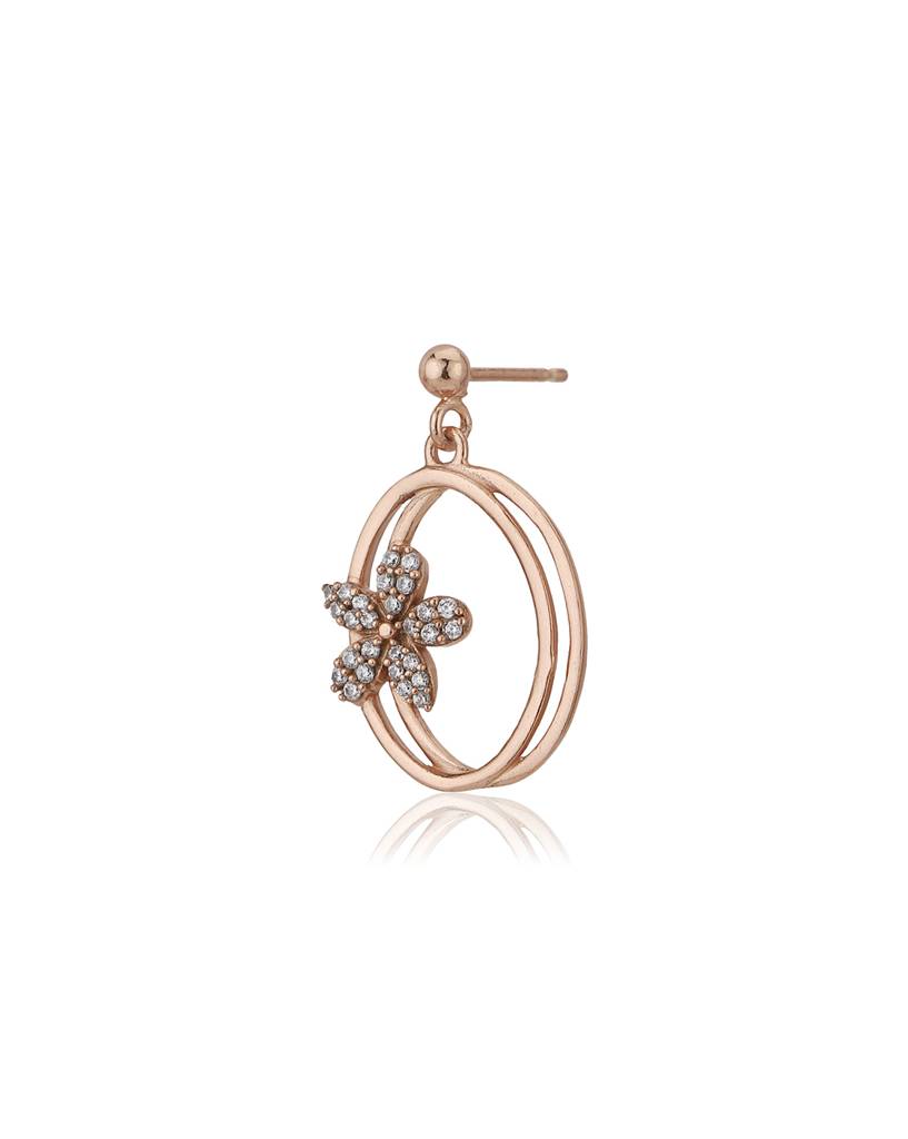 Carlton London Women Rose Gold-Toned Cubic Zirconia Studded Necklace With Earrings : FJS3231