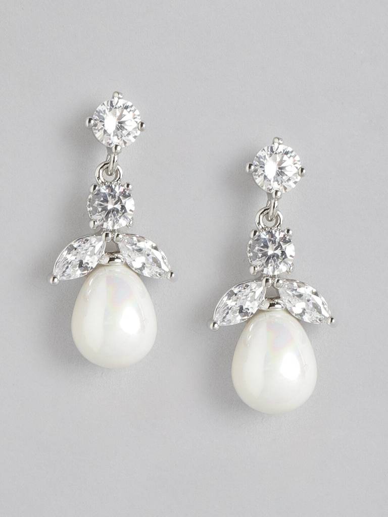 White & Silver-Toned Rhodium-Plating Jewellery Set : FJS3330