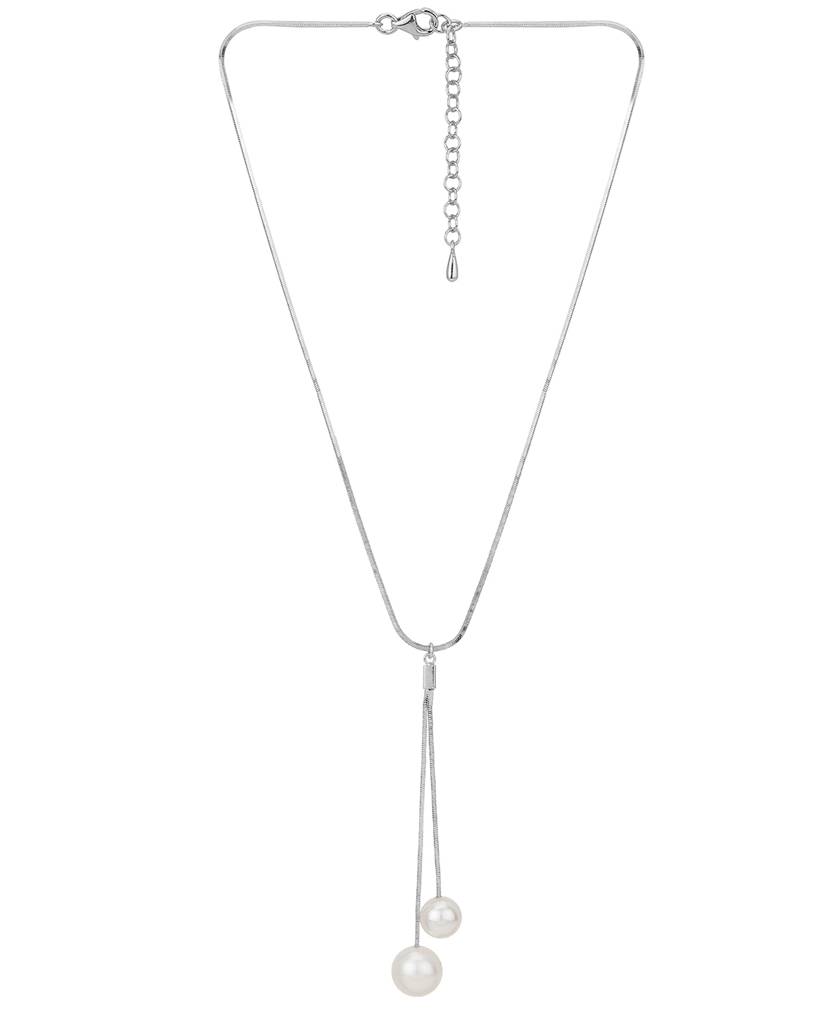 Carlton London Women Silver & White Pearls Jewellery Set : FJS3467
