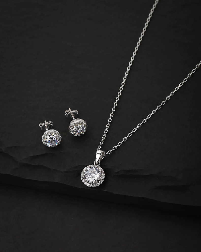 Women Silver Cz Jewellery Set : FJS3472