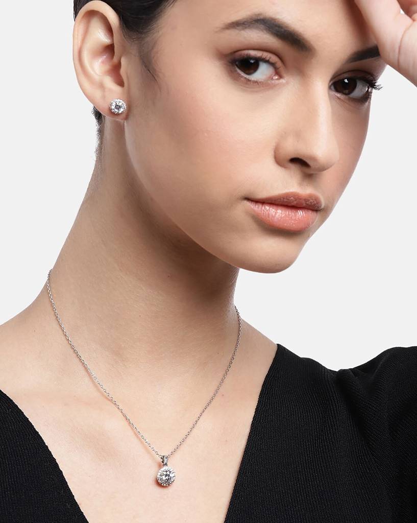 Women Silver Cz Jewellery Set : FJS3472