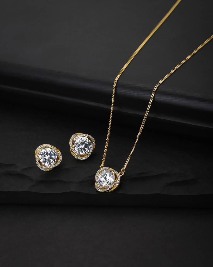 Gold-Toned Stone-Studded Jewellery Set : FJS3474