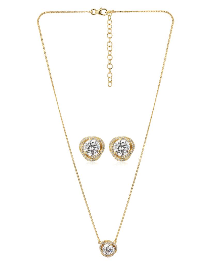 Gold-Toned Stone-Studded Jewellery Set : FJS3474