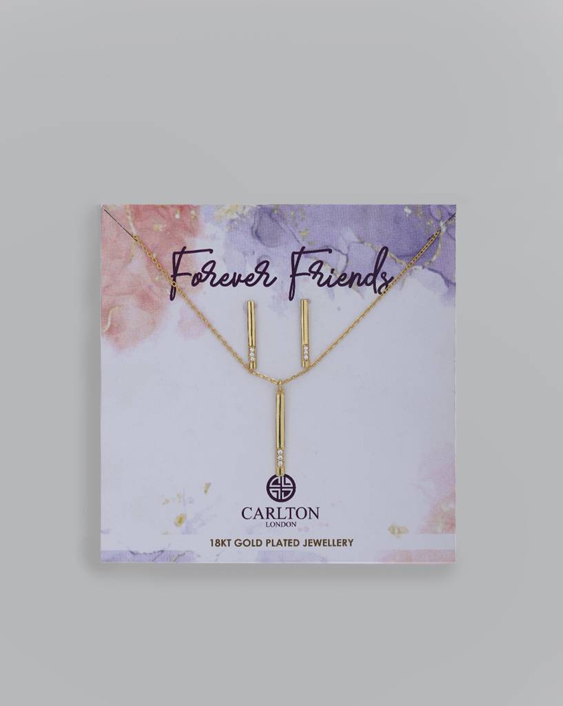 Carlton London Women 18K Gold-Plated Necklace With Earrings & Gift Card : FJS4091