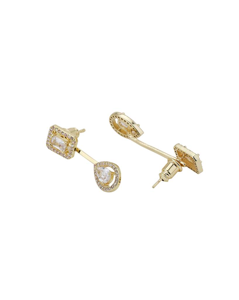 Carlton London Premium Gold-Plated Cz Studded & Beaded Jewellery Set : FJS4155