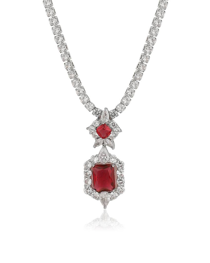 Carlton London Rhodium-Plated Cz Jewellery Set : FJS4462