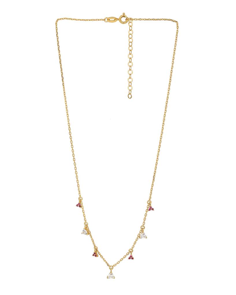 Carlton London Women Gold-Plated Cz Studded Charm Necklace With Earrings : FJS4573