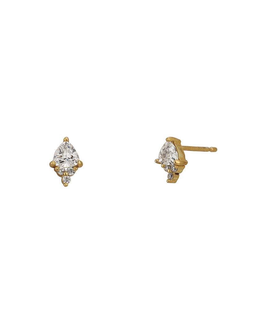 Carlton London Women Gold-Plated Cz Studded Charm Necklace With Earrings : FJS4573