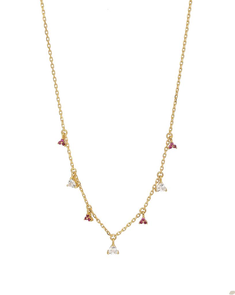 Carlton London Women Gold-Plated Cz Studded Charm Necklace With Earrings : FJS4573
