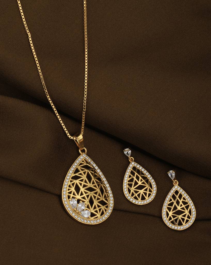 Carlton London 18Kt Gold--Plated Cz Jewellery Set : FJS4722