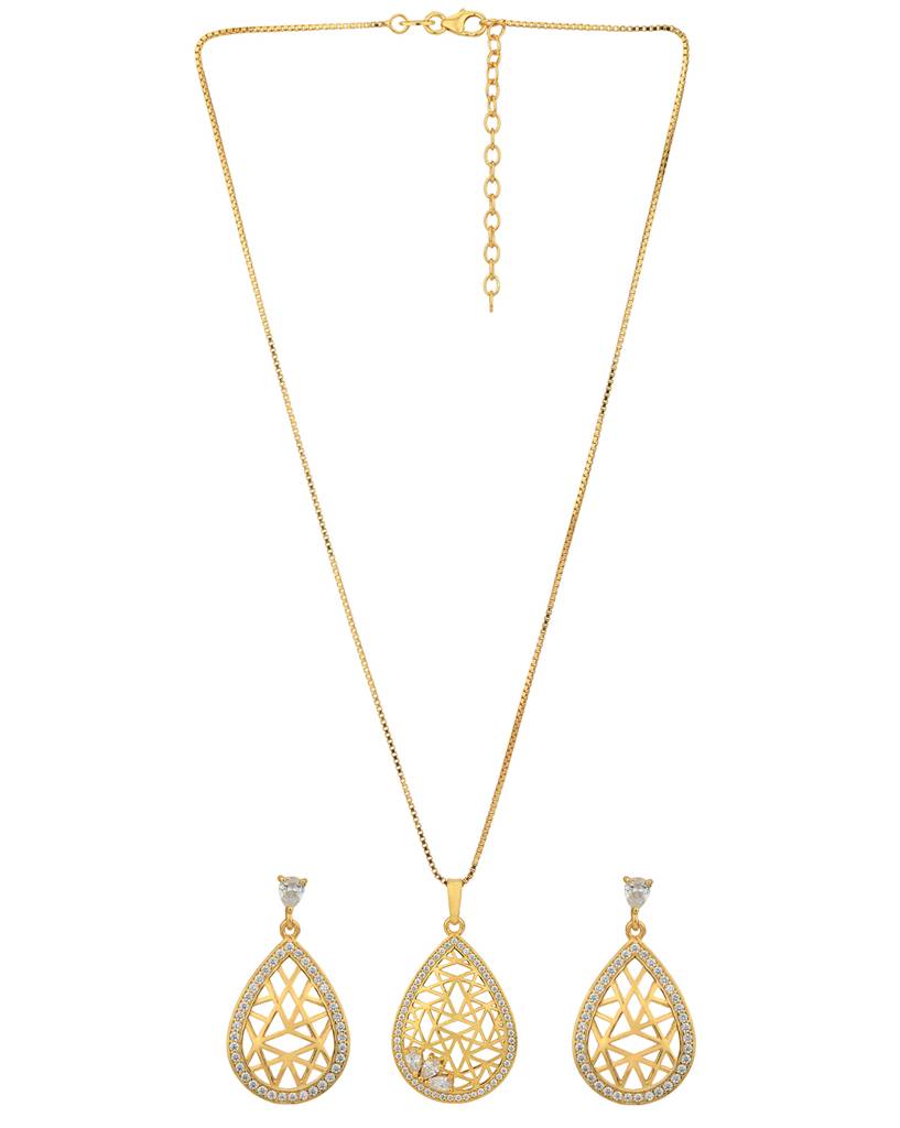 Carlton London 18Kt Gold--Plated Cz Jewellery Set : FJS4722