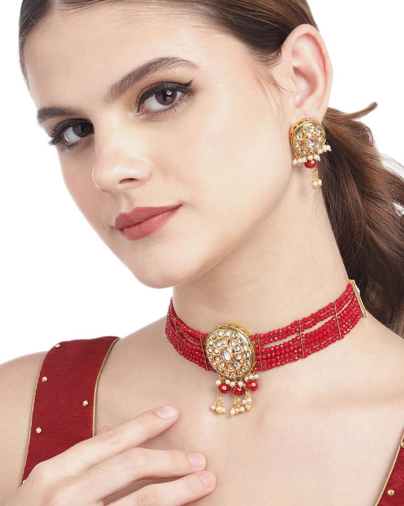 Carlton London Gold-Plated Beaded Jewellery Set : FJS4738