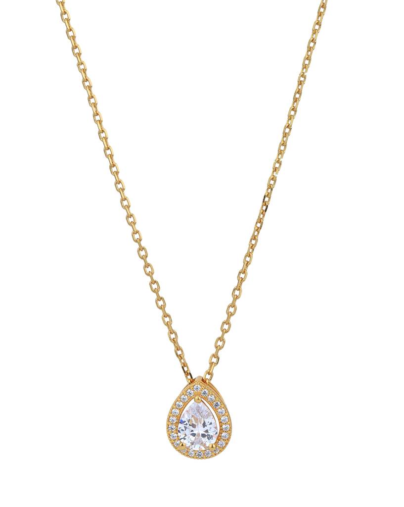 Carlton London 18Kt Gold Plated Cz Tear Drop Shape Necklace & Earring Set : FJS4921