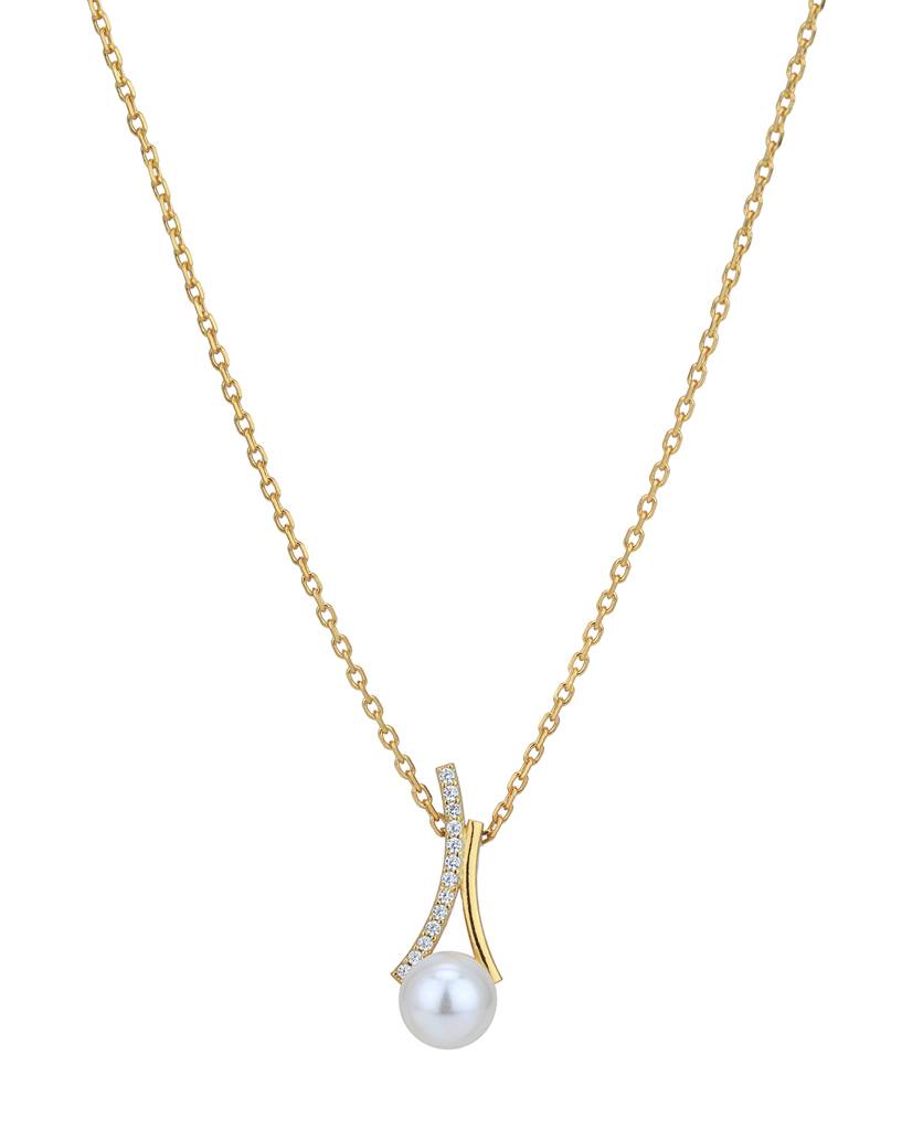 Carlton London 18Kt Gold Plated Pearl Necklace & Earring Set : FJS4922