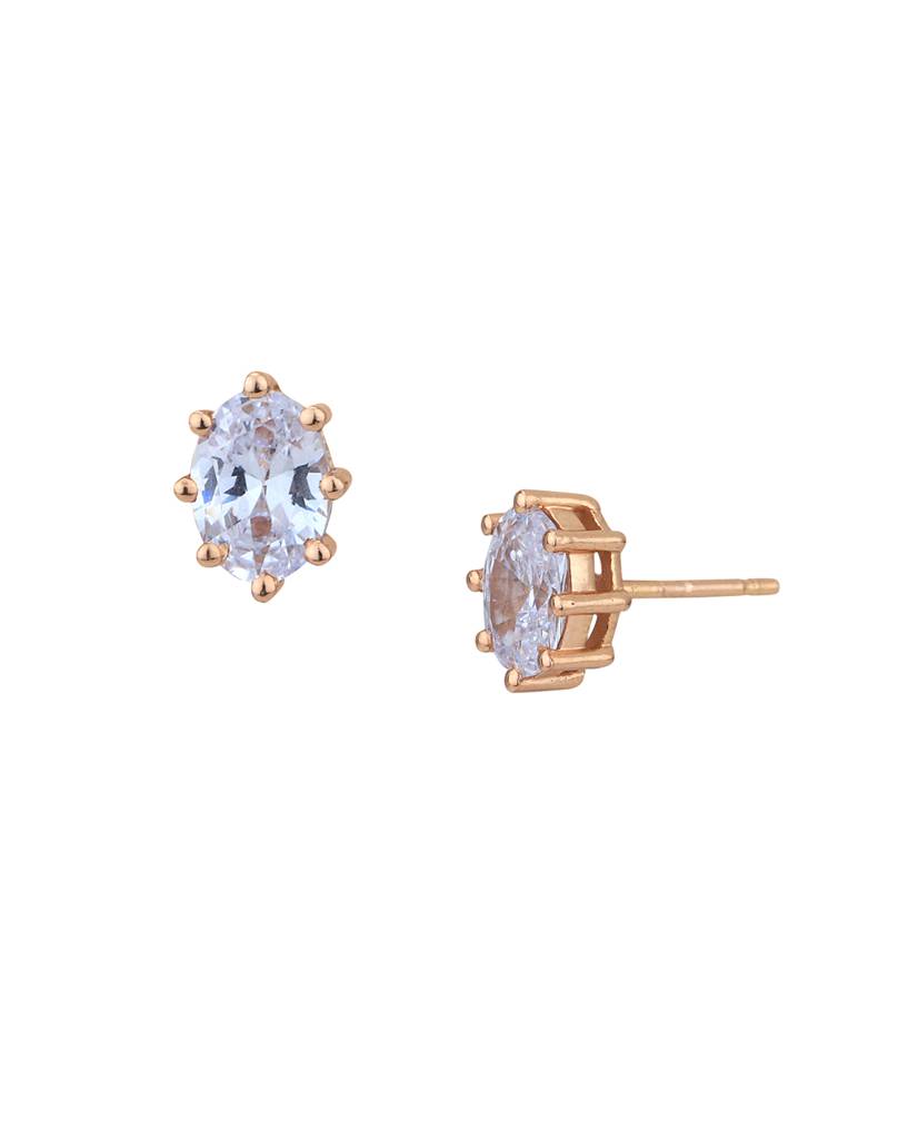 Carlton London 18Kt Rose Gold Plated Cz Necklace & Earring Set : FJS4923