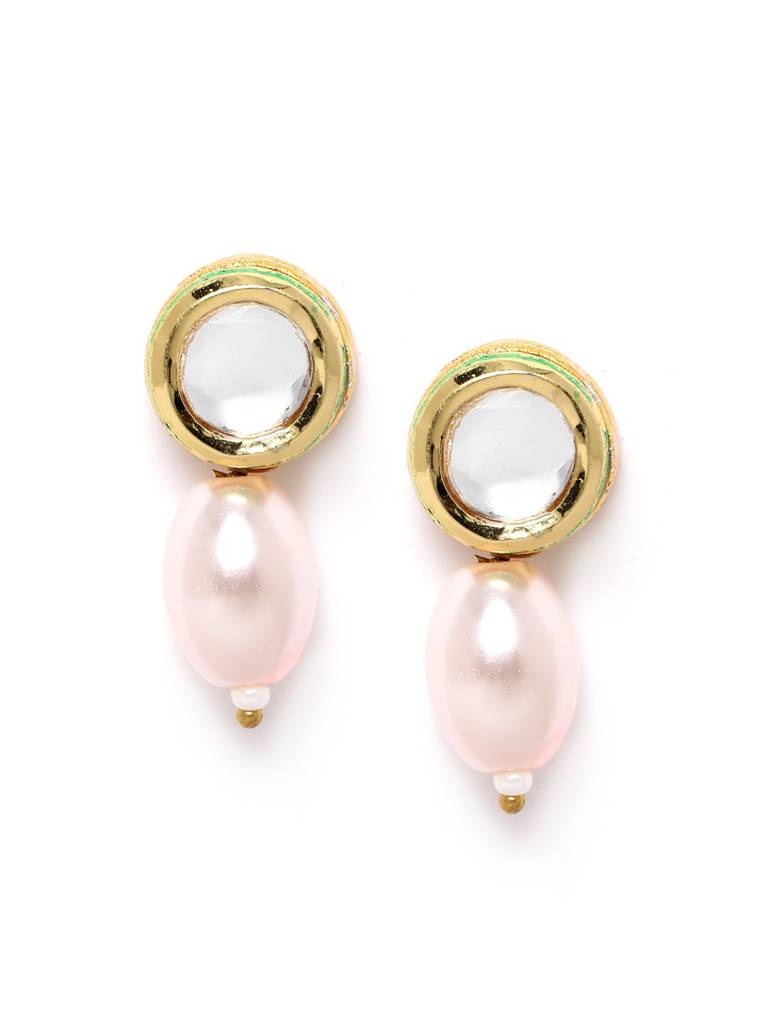 Gold Plated Babypink Freshwater Pearl Beaded Jewellery Set : FJS5367
