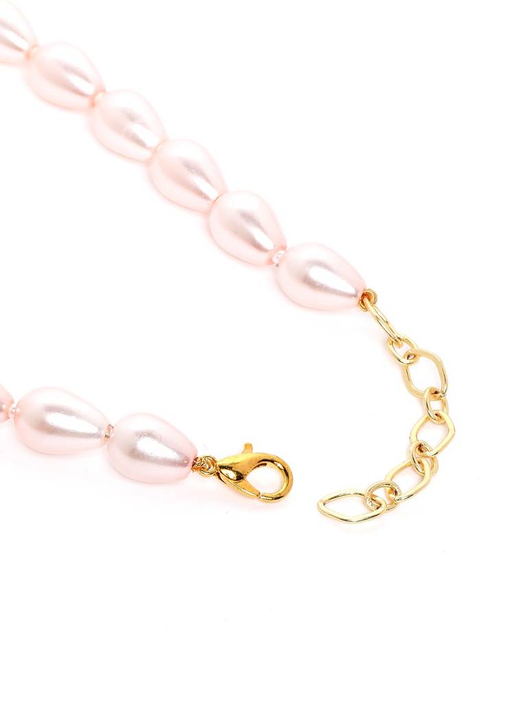 Gold Plated Babypink Freshwater Pearl Beaded Jewellery Set : FJS5367