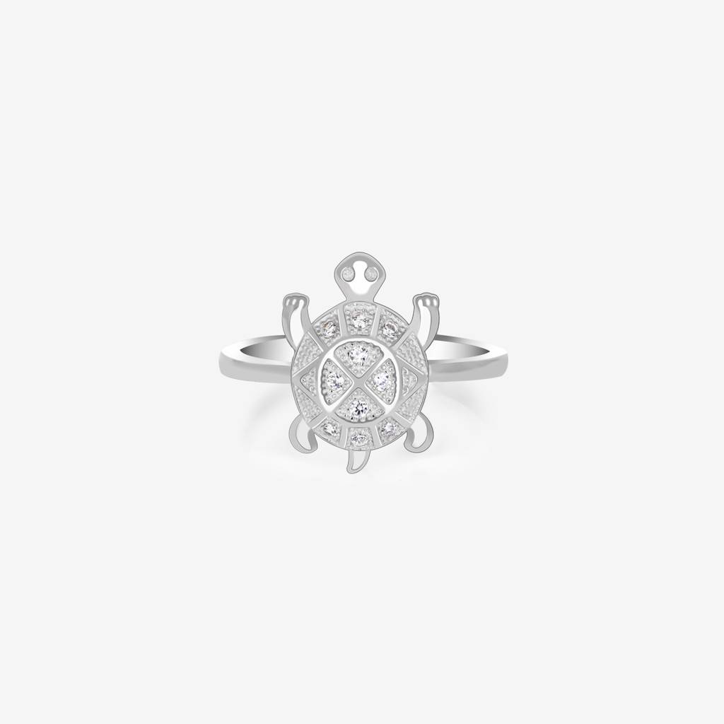 Triangular Silver Tortoise Ring : FLLR856