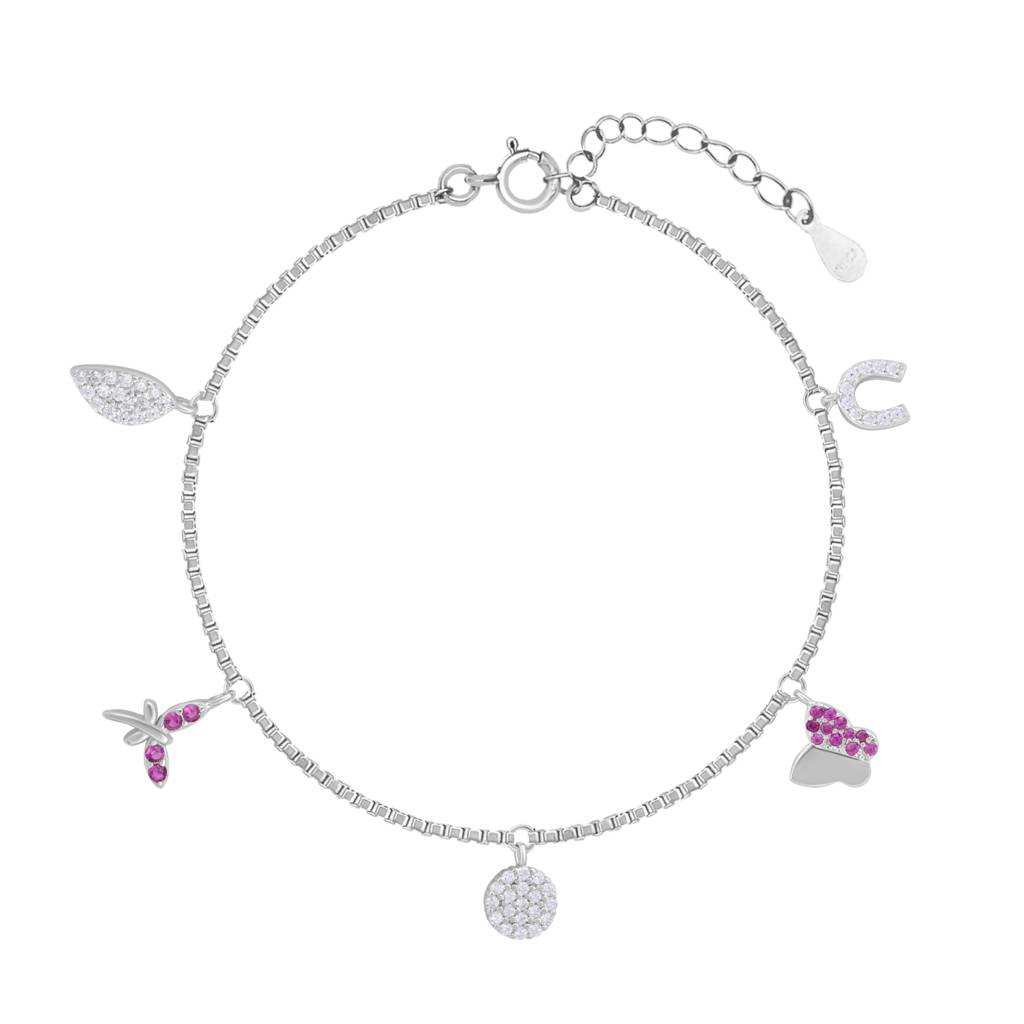 Blossom Butterfly Bracelet In Silver Color : FMLB675