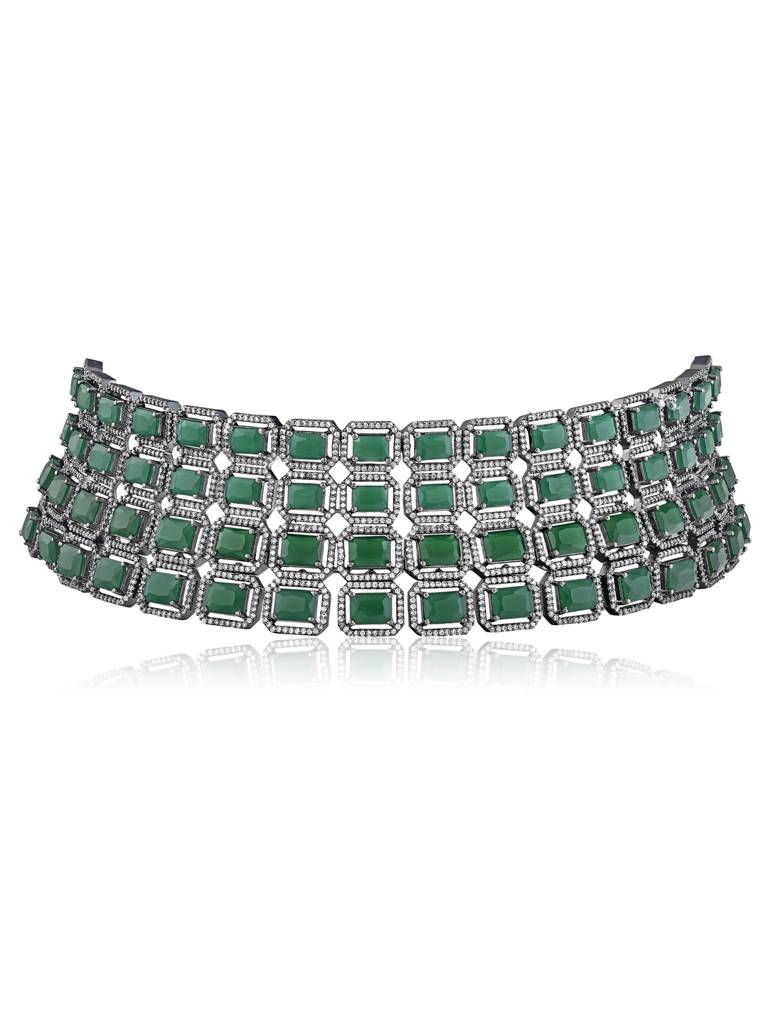 Diamante Cubic Zirconia Emerald Choker Set : FNC100