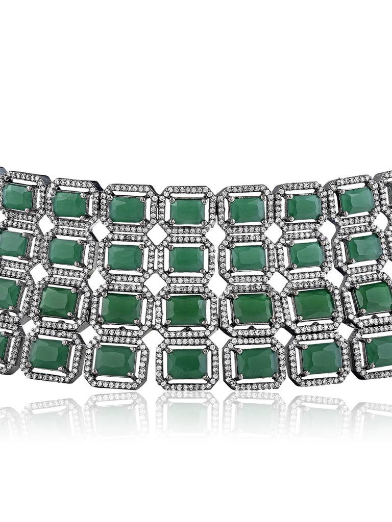 Diamante Cubic Zirconia Emerald Choker Set : FNC100