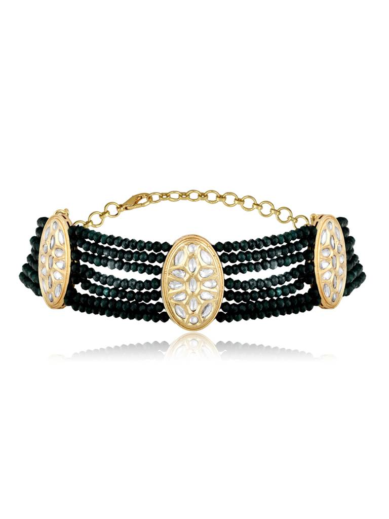 Meira Green Stones And Kundan Choker : FNE106