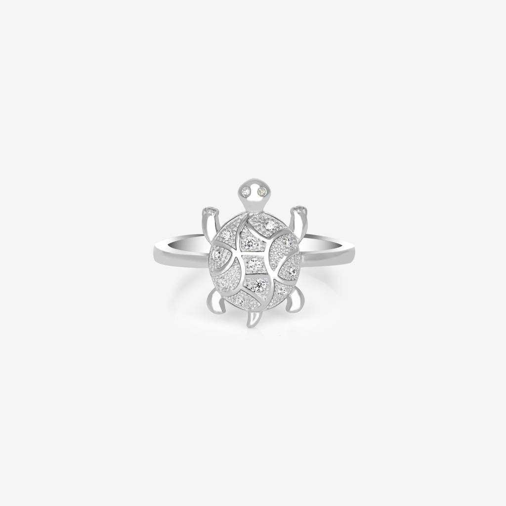 Asymmetrical Silver Tortoise Ring : FPLR794