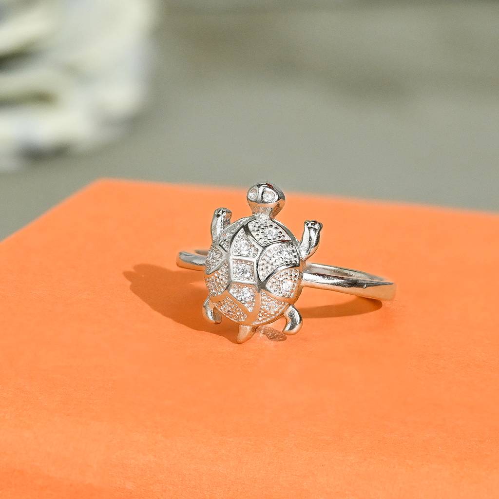 Asymmetrical Silver Tortoise Ring : FPLR794
