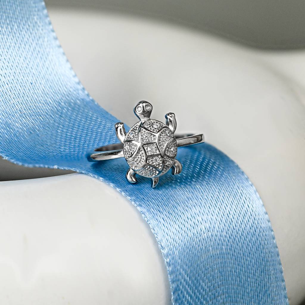 Asymmetrical Silver Tortoise Ring : FPLR794