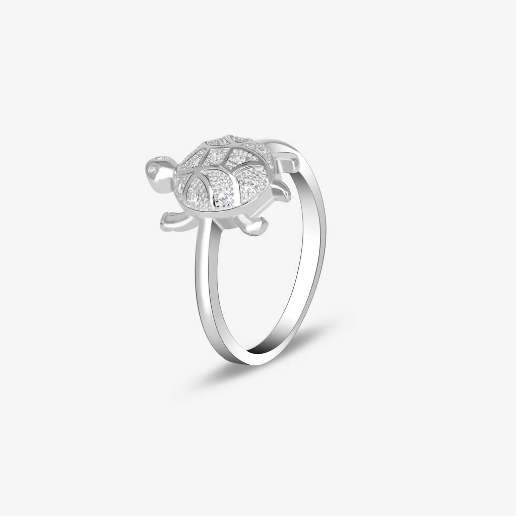 Asymmetrical Silver Tortoise Ring : FPLR794