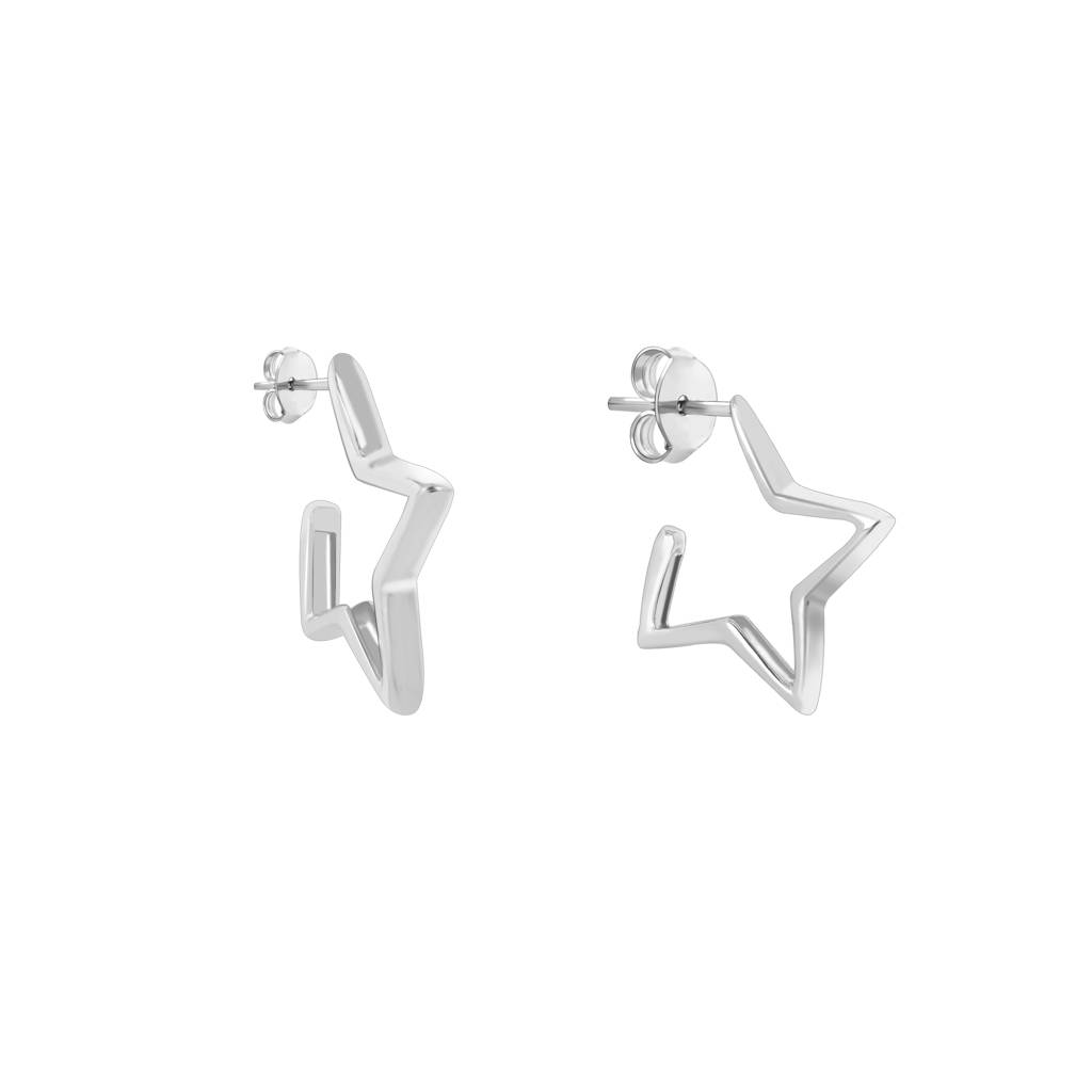 Star Shaped Silver Studs In Silver Color : FRER640