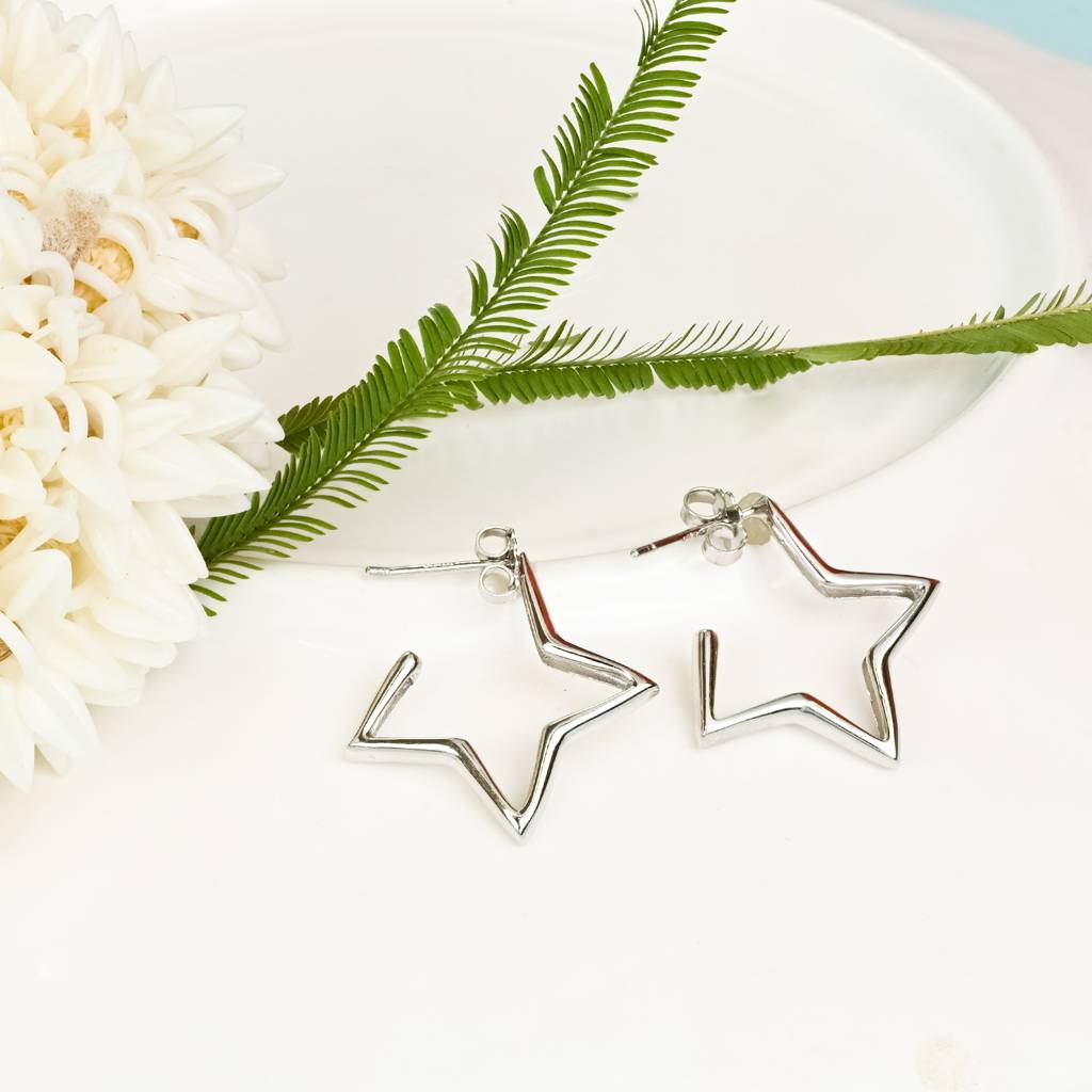 Star Shaped Silver Studs In Silver Color : FRER640