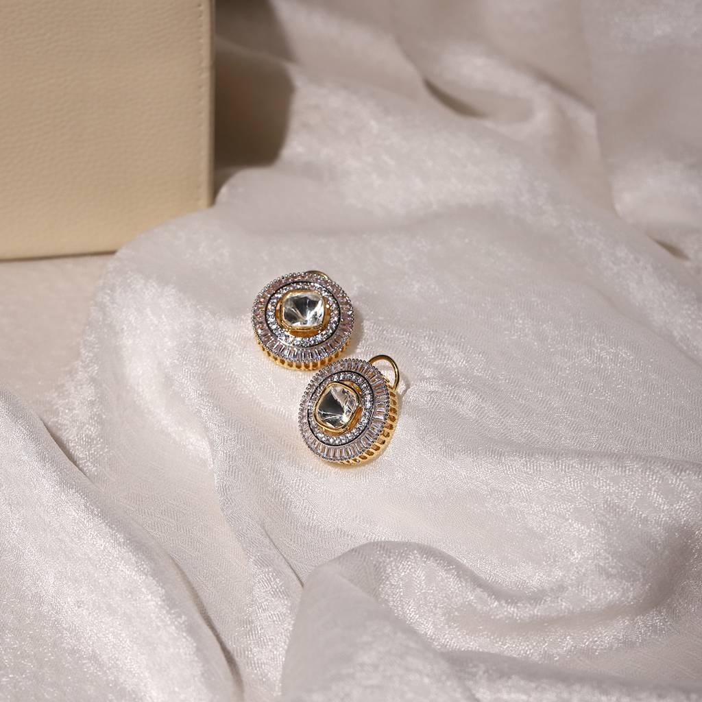Diamond & Semi Precious Stone Round Oversized Studs : RSA22-24