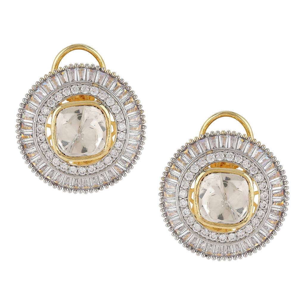 Diamond & Semi Precious Stone Round Oversized Studs : RSA22-24